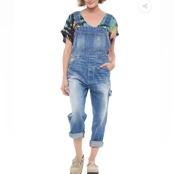 Sandrine rose slouchy denim overalls